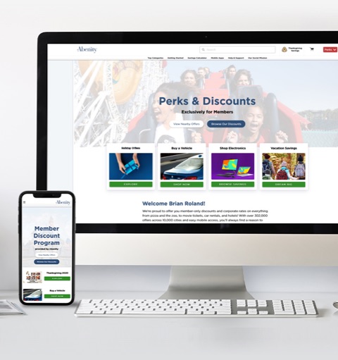 Computer with Abenity Perks Program displayed